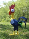 Rooster Cartoon, Template For Assembling PDF, Low poly, Polygonal Paper Craft