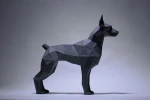 Doberman Papercraft dog, Papercraft decor, Home decor, Gift, Papercraft 3D, low poly,origami 3D,Papercraft template,PDF,Papercraft doberman