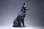 Doberman Stand & Sit Papercraft, Dog low poly, papercraft, papercraft 3d, PDF, gift, low poly papercraft, papercraft pdf, diy papercraft