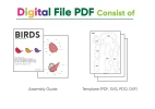 Minimal Birds, How to make 3D paper craft, Make your own Bird 3D Papercraft, diy gift paper model, PDF template kit, 3d Origami Bird decor