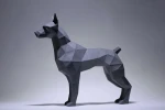 Doberman Stand & Sit Papercraft, Dog low poly, papercraft, papercraft 3d, PDF, gift, low poly papercraft, papercraft pdf, diy papercraft