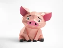 Cute Pig, Template For Assembling PDF, Low poly, Polygonal Paper Craft