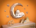 Cat on Moon 3D Wall Decor Low poly Papercraft, DIY, PDF