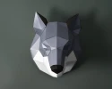 Wolf paper craft wall art: PDF Template. 3d Papercraft Low Poly DIY 3d Model.