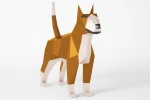 Bull Terrier Polygonal Sculpture, Low Poly Animal. PDF Template