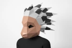 Porcupine Mask, PDF Template, Polygonal Paper Art, Paper craft pdf, Papermask Low poly, 3d mask, Costume diy, Origami, PDF