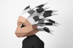 Porcupine Mask, PDF Template, Polygonal Paper Art, Paper craft pdf, Papermask Low poly, 3d mask, Costume diy, Origami, PDF