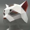 Nekomata - Yokai Cat Mask | Head Mask | 3D Low Poly DIY papercraft (PDF Template Download)