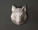 Wolf paper craft wall art: PDF Template. 3d Papercraft Low Poly DIY 3d Model.