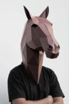 Papercraft Horse Head Mask. Low Poly Animal Pattern: DIY Costume.