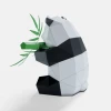 Panda Eating Bamboo Paper Sculpture, Printable PDF template, Handmade Wild Animal Figurine Papercraft, 3D puzzle, Low Poly Home Decor