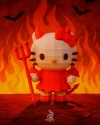 Hello Kitty Devil Costume Holding a Trident Low Poly Papercraft