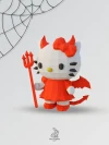 Hello Kitty Devil Costume Holding a Trident Low Poly Papercraft
