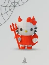 Hello Kitty Devil Costume Holding a Trident Low Poly Papercraft