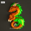 Dragon Chinese PDF Template, DIY 3d Model, FanArt, Paper Sculpture, Low Poly, Pepakura, Craft, Manualidad, Paper Art