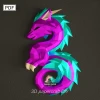 Dragon Chinese PDF Template, DIY 3d Model, FanArt, Paper Sculpture, Low Poly, Pepakura, Craft, Manualidad, Paper Art