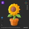 Sunflower, Girasol Papercraft Low Poly 3d DIY Kenart10