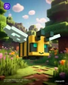 Bee, Abeja, A Minecraft Movie Papercraft Low Poly 3d DIY Kenart10