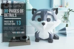 Raccoon, Fox, Wolf Low Poly Papercraft, Paper Sculpture, Low Poly PDF Template, DIY Decor & Gift