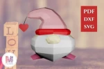 Love Gnome Papercraft Template: 3D Low Poly Model (PDF, SVG, DXF)