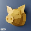 Pig Trophy Papercraft, DIY Wall Decor, Low Poly Papercraft