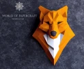 Fox Totem Low Poly Papercraft, Paper Sculpture, Low Poly PDF Template, DIY Decor & Gift