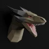 Dragon Head Papercraft Low Poly Decoration, PDF Template, DIY Paper 3D CumulusCraft