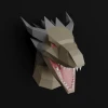 Dragon Head Papercraft Low Poly Decoration, PDF Template, DIY Paper 3D CumulusCraft