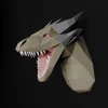 Dragon Head Papercraft Low Poly Decoration, PDF Template, DIY Paper 3D CumulusCraft