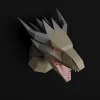 Dragon Head Papercraft Low Poly Decoration, PDF Template, DIY Paper 3D CumulusCraft