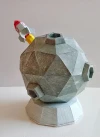 Moon with a Rocket Papercraft Template - Low Poly, Pepakura PDF, DIY Handmade, Home Decoration, Creative Gifts