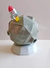 Moon with a Rocket Papercraft Template - Low Poly, Pepakura PDF, DIY Handmade, Home Decoration, Creative Gifts