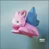 Bunny Butterfly Unicorn, Chimera Rabbit Papercraft Low Poly Decoration, PDF Template, DIY Paper 3D CumulusCraft