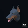 Doberman Head Papercraft Low Poly Decoration, PDF Template, DIY Paper 3D CumulusCraft