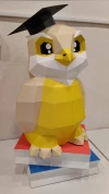 Owl on Books Papercraft Template - Low Poly, Pepakura PDF, DIY Handmade, Home Decoration, Creative Gifts