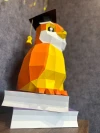 Owl on Books Papercraft Template - Low Poly, Pepakura PDF, DIY Handmade, Home Decoration, Creative Gifts