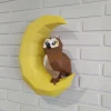Owl on Moon Wall Papercraft Template - Low Poly, Pepakura PDF, DIY Handmade, Home Decoration, Creative Gifts Owl on Moon Wall Papercraft Template - Low Poly, Pepakura PDF, DIY Handmade, Home Decoration, Creative Gifts