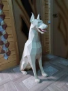 Doberman Seated Papercraft Low Poly Decoration, PDF Template, DIY Paper 3D CumulusCraft