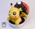 PIKACHU POKEBALL, Pokemon, Papercraft, Template, DIY, Paper, Low Poly, Cute, Kawaii, 3D Model, Pdf Low Poply, Kids Toy