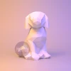 Sitting Puppy PDF Template, Low Poly, Paper Sculpture, DIY, Pepakura Pattern, Handmade, Papercraft, Lowpoly, Lowpoly Papercraft