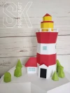 Low Poly Whale Lighthouse Papercraft PDF Template - 3D Ocean Wall Art DIY Kit - Nautical Nursery Decor