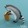 Curious Raccoon Papercraft, Paper Sculpture, Low Poly Papercraft