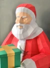 Santa Claus Low Poly Papercraft, Paper Sculpture, Low Poly PDF Template, DIY Decor & Gift