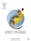 Papercraft 3D Monkey On Banana Low Poly Paper Diy Template Polygonal Animal Model