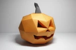 Low Poly Halloween Pumpkin Paper Sculpture: DIY Wall Decor (PDF Pattern)