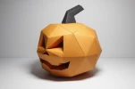 Low Poly Halloween Pumpkin Paper Sculpture: DIY Wall Decor (PDF Pattern)