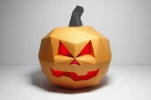 Low Poly Halloween Pumpkin Paper Sculpture: DIY Wall Decor (PDF Pattern)