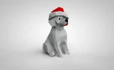 Christmas Dog Paper Sculpture: 3D Low Poly DIY Gift (PDF)