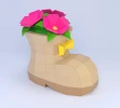 Flower Boot Papercraft Template | DIY 3D Low Poly Flower Pot Shoe Sculpture | Unique Planter Decor & Nature Craft