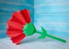Low Poly Carnation Papercraft Template | DIY 3D Forever Flower Sculpture | Memorial Gift Craft